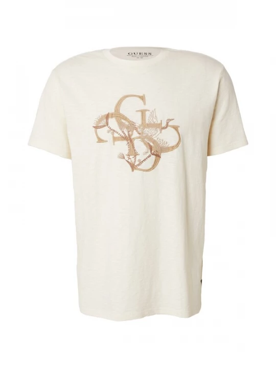 Foto van product GUESS Shirt 'CRAFTED BIRD' beige / donkerbeige / wit