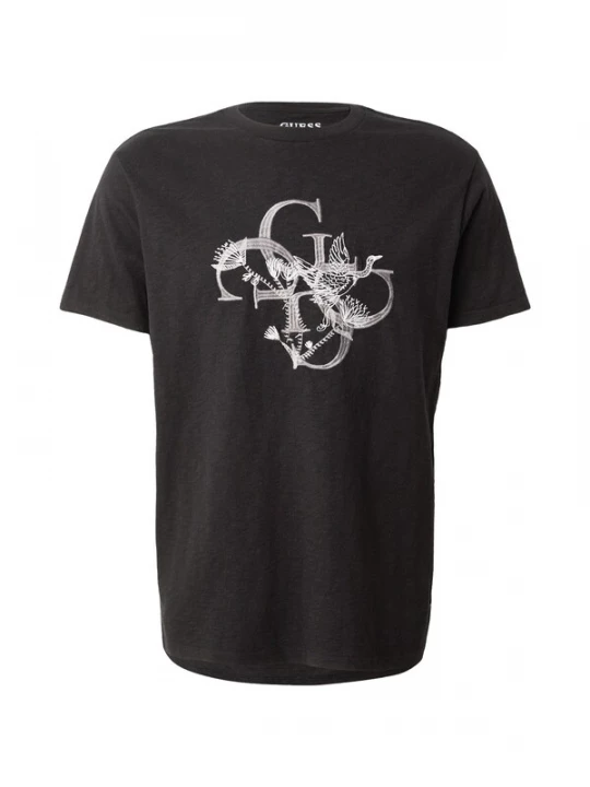 Foto van product GUESS Shirt 'CRAFTED BIRD' taupe / zwart / wit