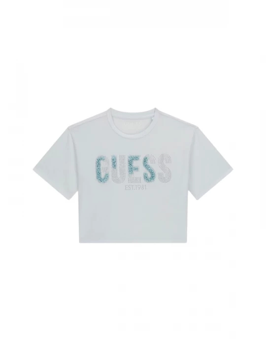 Foto van product GUESS Shirt cyaan blauw / pastelblauw / zilver