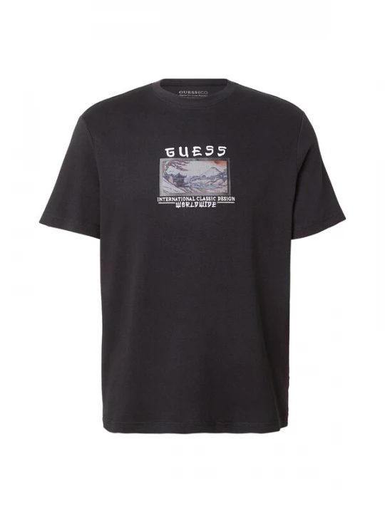 Foto van product GUESS Shirt 'JAPAN SMALL LANDSCAPE' blauw / zwart / wit