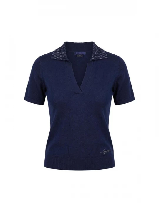 Foto van product GUESS Shirt 'SS RHINESTONES POLO STORMI SWT W6GR03 Z0583' blauw