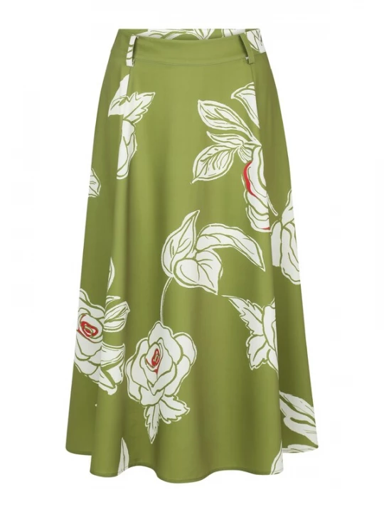 Foto van product Guido Maria Kretschmer Women Rok 'Agathe' ivoor / olijfgroen / cranberry