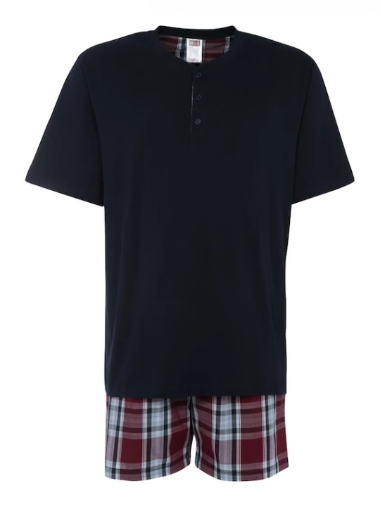 Foto van product H.I. Pyjama kort navy / bordeaux / wit H.I.S