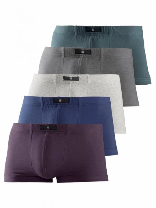 Foto van product H.I.S Boxershorts donkerblauw / lichtgrijs / donkergrijs / grasgroen / donkerlila