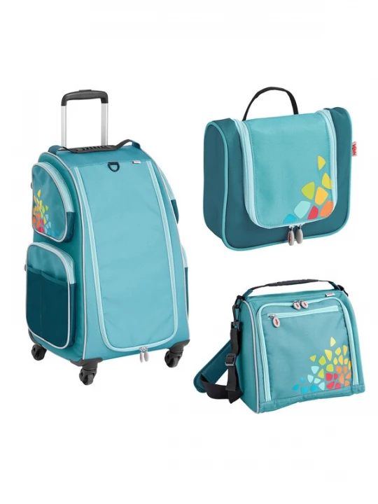 Foto van product HABA Tas ' Schranktrolley 4 Rollen, Trolleytasche und Kulturbeutel ' petrol