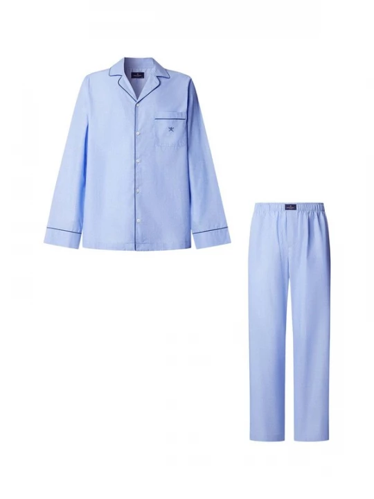 Foto van product Hackett London Pyjama lang lichtblauw / wit