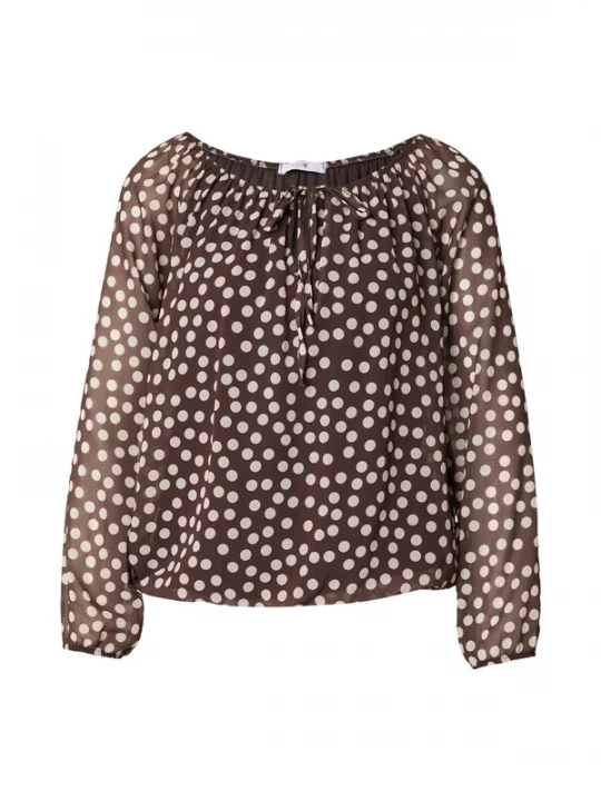 Foto van product Hailys Blouse 'Ca44ra' chocoladebruin / wit