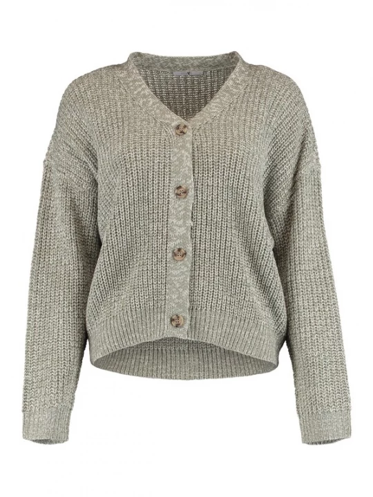 Foto van product Hailys Gebreid vest 'Pipa' kaki / wit
