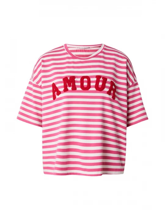 Foto van product Hailys Shirt 'Pa44li' pink / framboos / wit