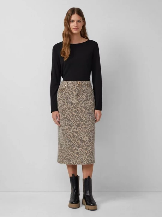 Foto van product Halflange denim rok met leoprint s.Oliver niebieski