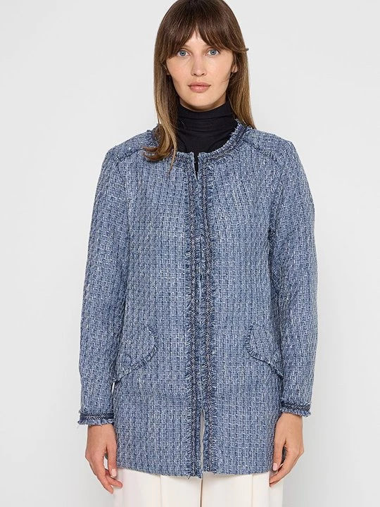 Foto van product Halflange jas Dreimaster gemêleerd donkerblauw
