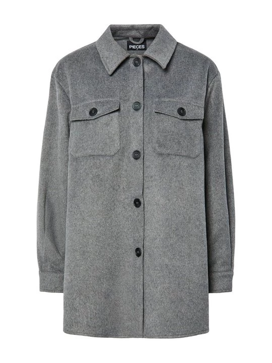 Foto van product Halflange jas Pieces donkergrijs gemêleerd