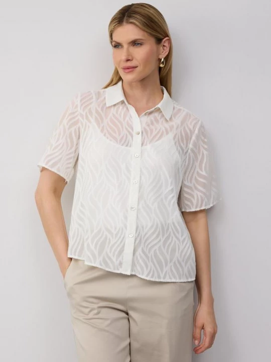 Foto van product Halftransparante blouse met gestructureerd motief s.Oliver crème