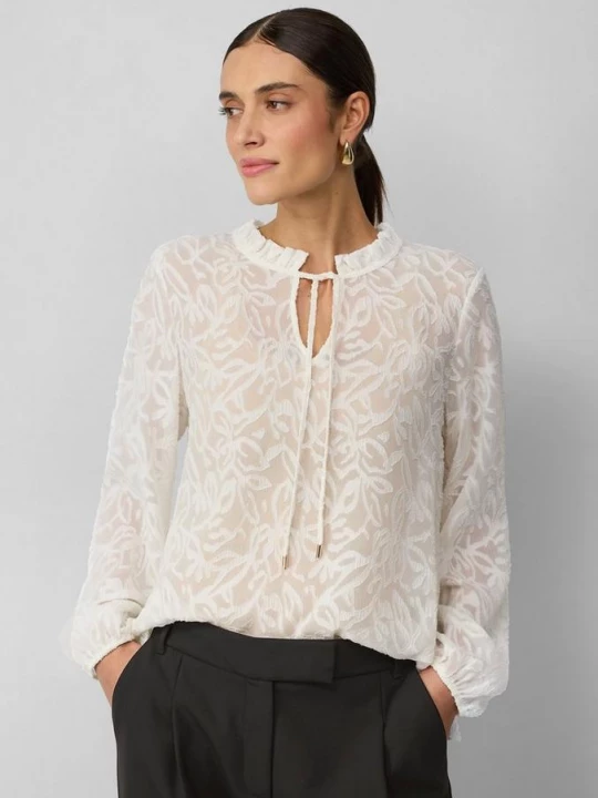 Foto van product Halftransparante blouse met tuniekhals en ruches s.Oliver crème
