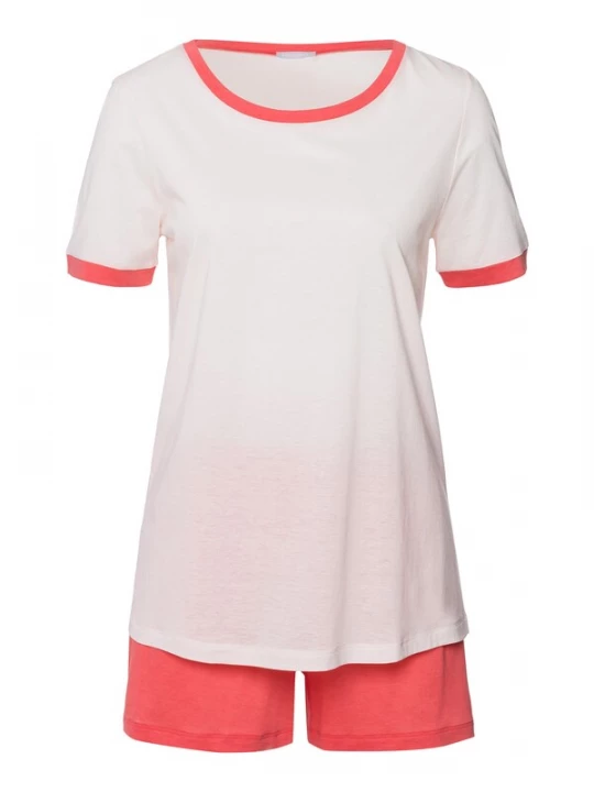 Foto van product Hanro Korte pyjama ' Laura ' lichtroze / lichtrood