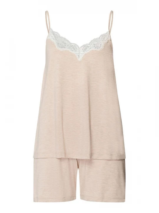 Foto van product Hanro Korte pyjama ' Natural Elegance ' lichtbruin