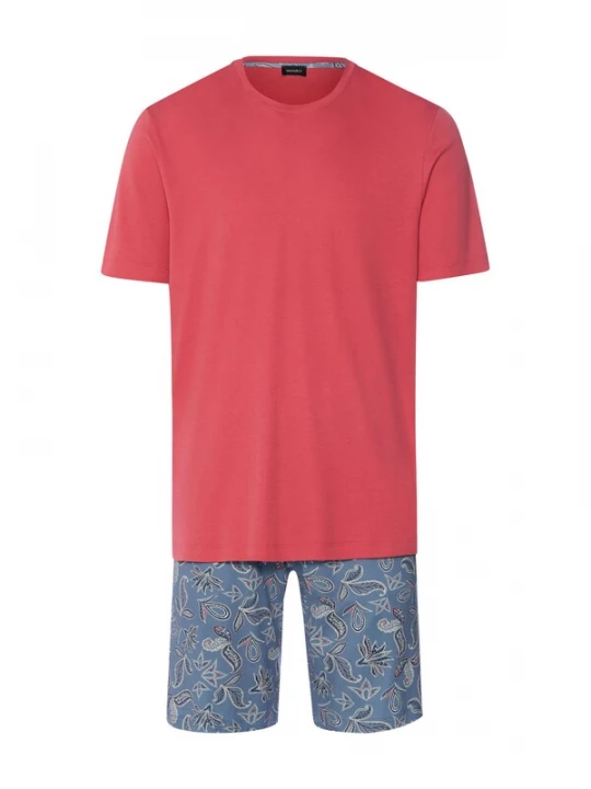 Foto van product Hanro Pyjama kort ' Night & Day ' blauw / koraal