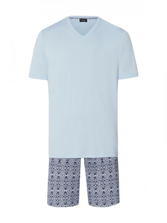 Foto van product Hanro Pyjama lang ' Night & Day ' blauw / lichtblauw