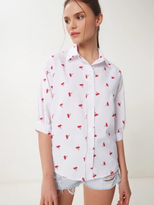 Foto van product Happiness İstanbul Blouse crème / bruin / rood Happiness Istanbul