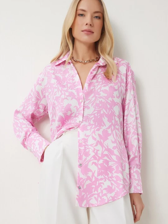 Foto van product Happiness İstanbul Blouse rosa / wit Happiness Istanbul