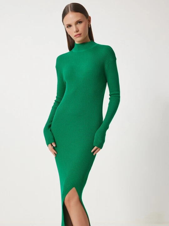 Foto van product Happiness İstanbul Gebreide jurk groen Happiness Istanbul
