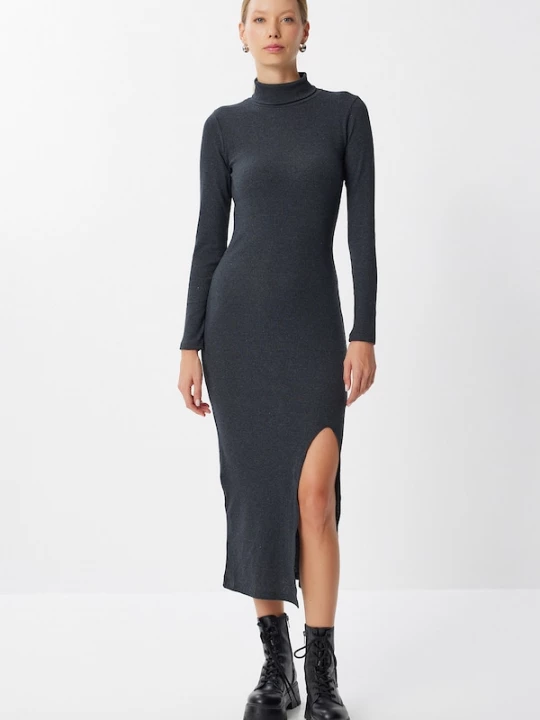 Foto van product Happiness İstanbul Gebreide jurk navy Happiness Istanbul