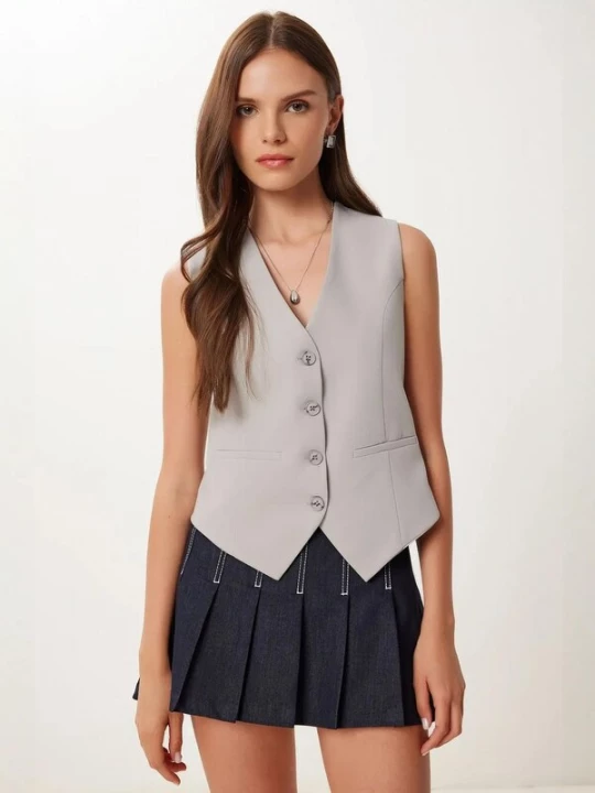 Foto van product Happiness İstanbul Gilet grijs Happiness Istanbul