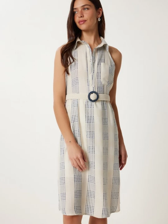 Foto van product Happiness İstanbul Jurk donkerblauw / wit Happiness Istanbul