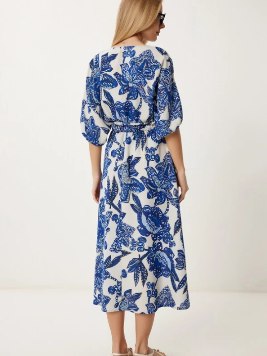 Foto van product Happiness İstanbul Jurk enziaan / lichtblauw / zwart / offwhite Happiness Istanbul