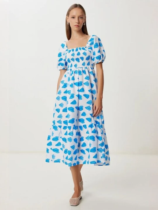 Foto van product Happiness İstanbul Jurk ivoor / blauw / lichtblauw Happiness Istanbul