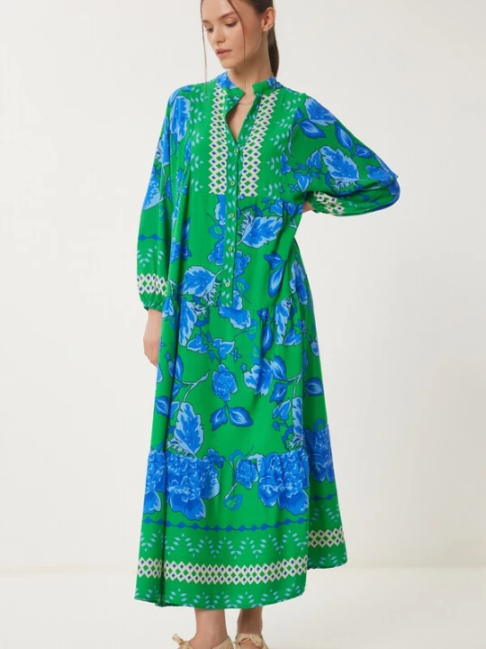 Foto van product Happiness İstanbul Jurk lichtbeige / blauw / groen Happiness Istanbul