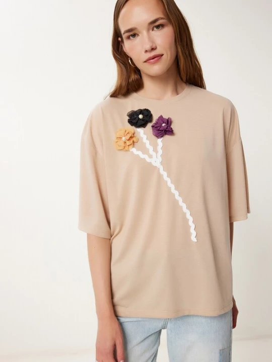 Foto van product Happiness İstanbul Shirt mokka / lila / oranje / wit Happiness Istanbul