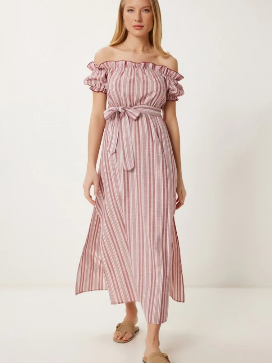 Foto van product Happiness İstanbul Zomerjurk bourgogne / wit Happiness Istanbul