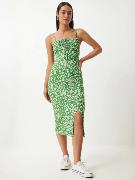 Foto van product Happiness İstanbul Zomerjurk groen / wit Happiness Istanbul