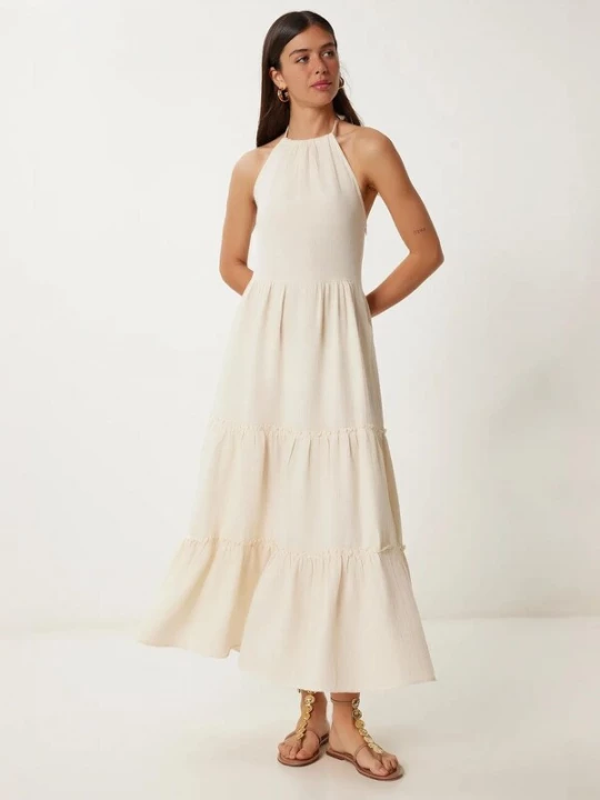 Foto van product Happiness İstanbul Zomerjurk natuurwit Happiness Istanbul