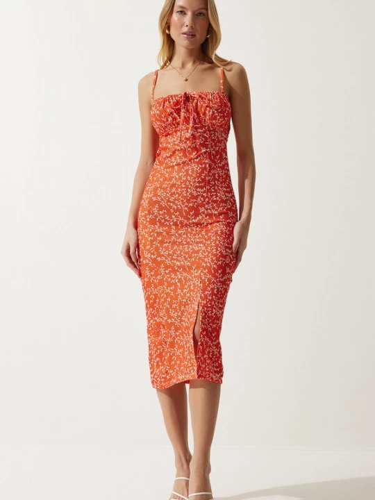 Foto van product Happiness İstanbul Zomerjurk oranje / wit Happiness Istanbul