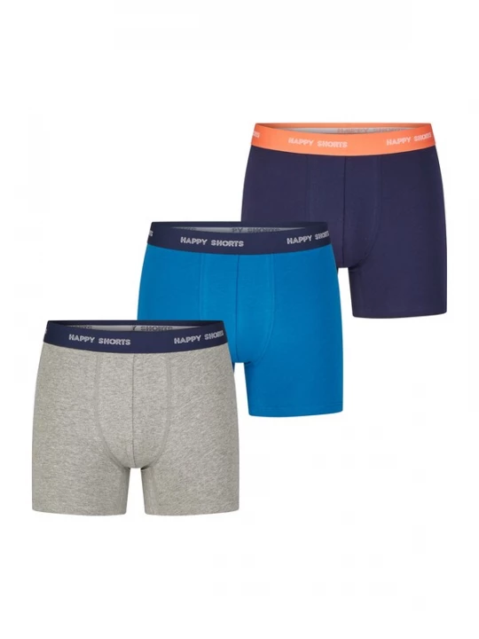 Foto van product Happy Shorts Boxershorts blauw / navy / grijs / oranje