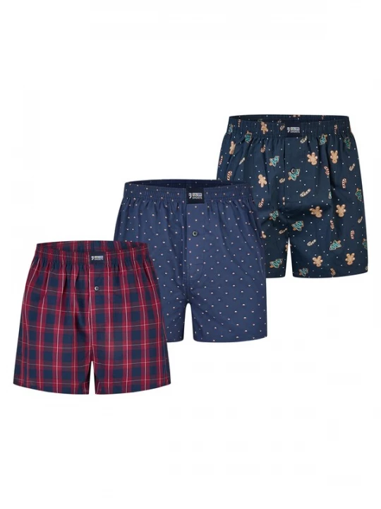Foto van product Happy Shorts Boxershorts 'Christmas' navy / groen / donkerrood / wit