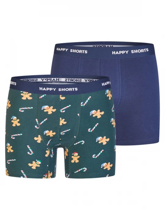 Foto van product Happy Shorts Boxershorts 'Christmas' navy / lichtbruin / donkergroen