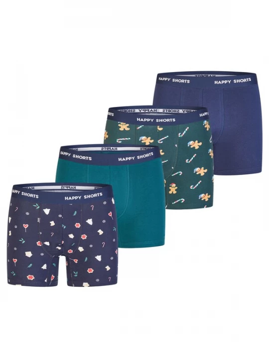 Foto van product Happy Shorts Boxershorts 'Christmas' navy / petrol / donkergroen