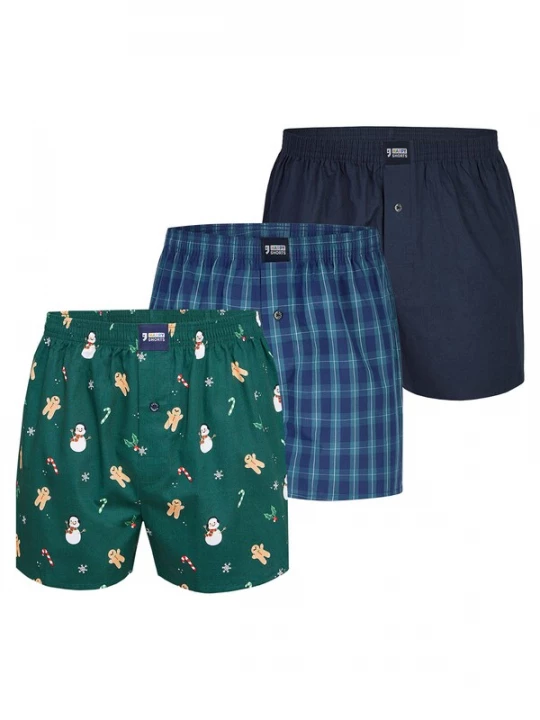 Foto van product Happy Shorts Boxershorts 'Christmas' navy / smaragd / gemengde kleuren