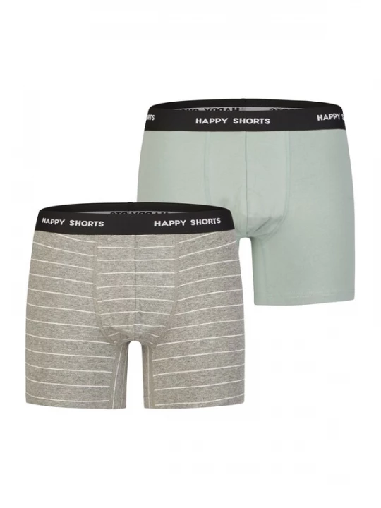 Foto van product Happy Shorts Boxershorts ' Classic ' grijs gemêleerd / mintgroen
