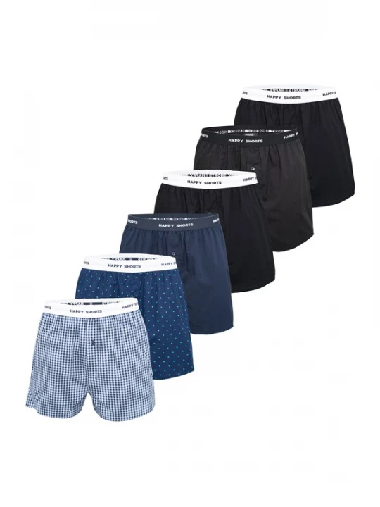 Foto van product Happy Shorts Boxershorts donkerblauw / zwart / wit
