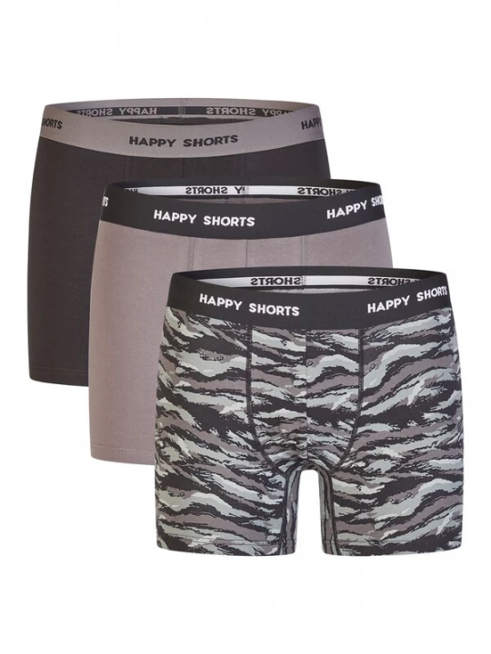 Foto van product Happy Shorts Boxershorts grijs / lichtgrijs / zwart