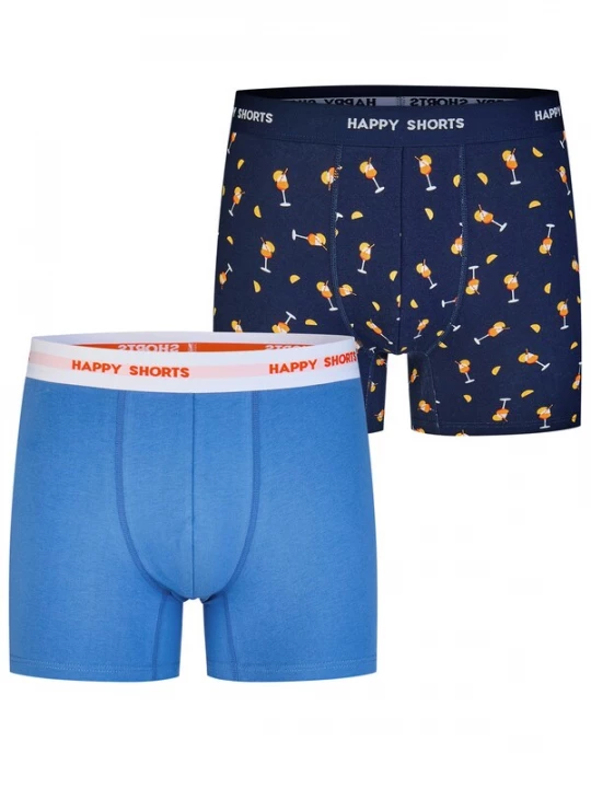 Foto van product Happy Shorts Boxershorts ' Jersey ' blauw / donkerblauw / lichtoranje / wit