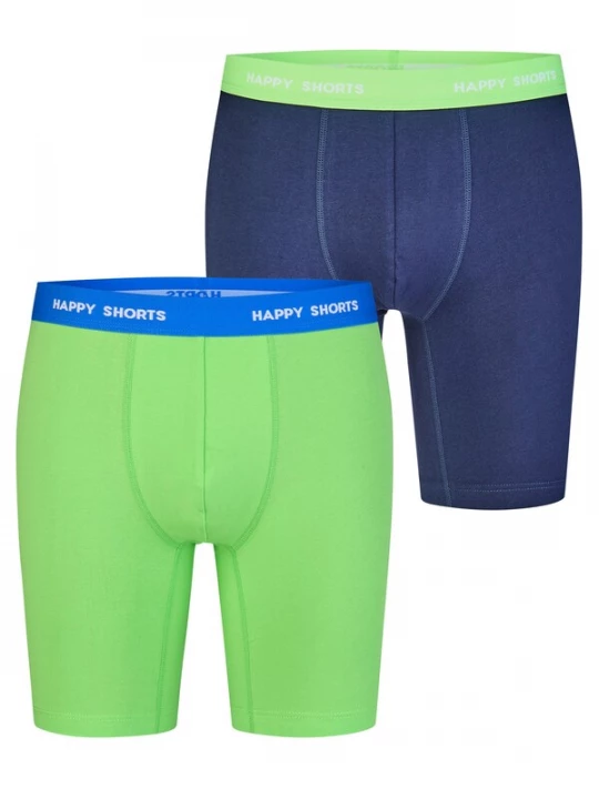 Foto van product Happy Shorts Boxershorts ' Jersey ' donkerblauw / limoen / neongroen