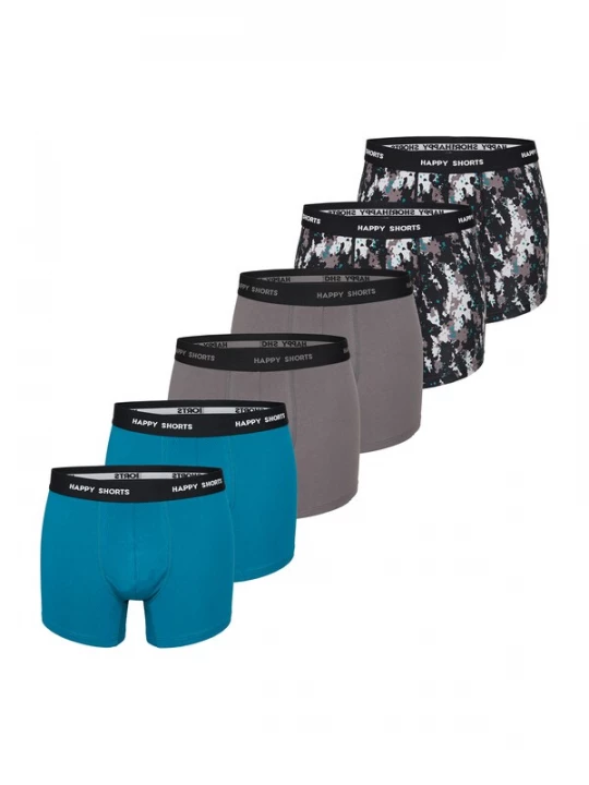 Foto van product Happy Shorts Boxershorts ' Jersey ' grijs / petrol / zwart
