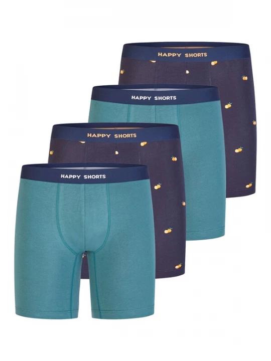Foto van product Happy Shorts Boxershorts ' Jersey Long ' turquoise / donkerblauw