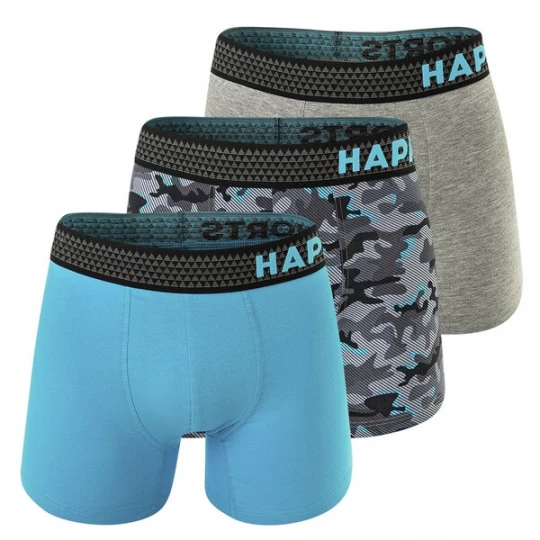 Foto van product Happy Shorts Boxershorts lichtblauw / lichtgrijs / donkergrijs / grijs gemêleerd / zwart