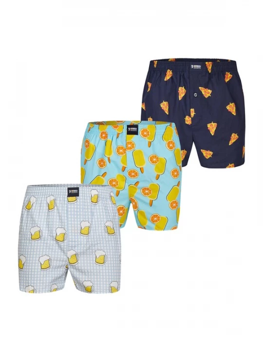 Foto van product Happy Shorts Boxershorts marine / donkergeel / lichtgrijs / mintgroen
